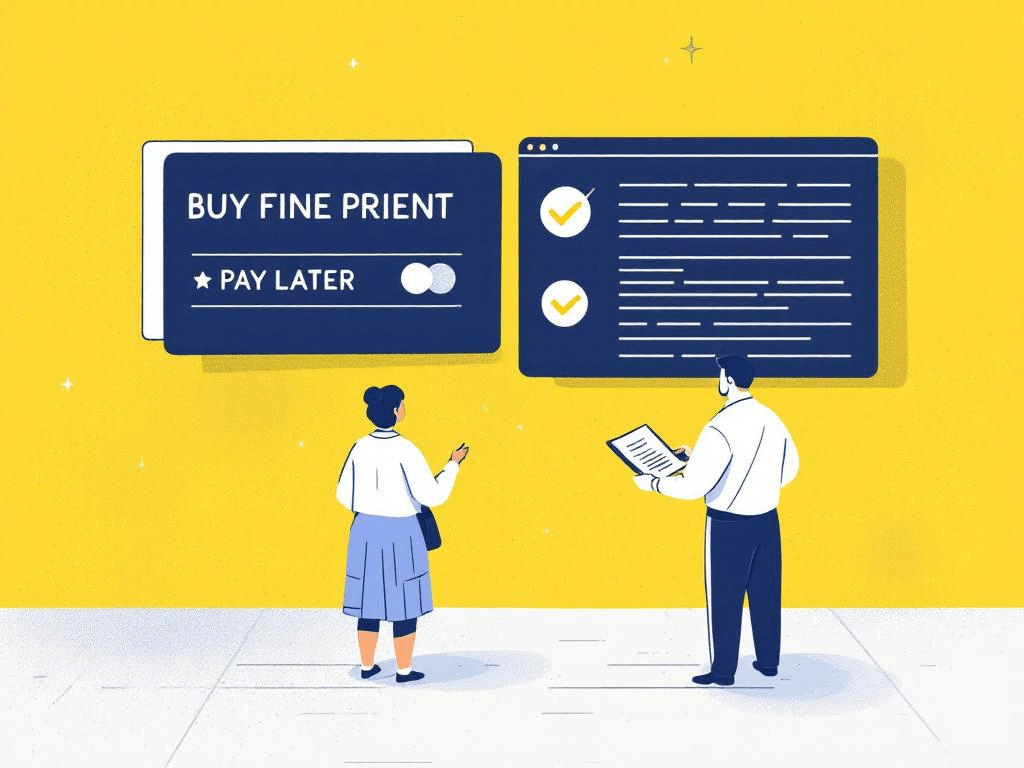 A professional abstract illustration representing the concept of The Fine Print Nobody Reads Before Clicking