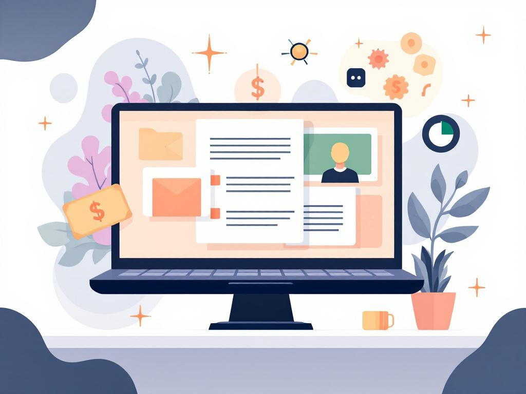 A professional abstract illustration representing the concept of Digital products in Personal Finance